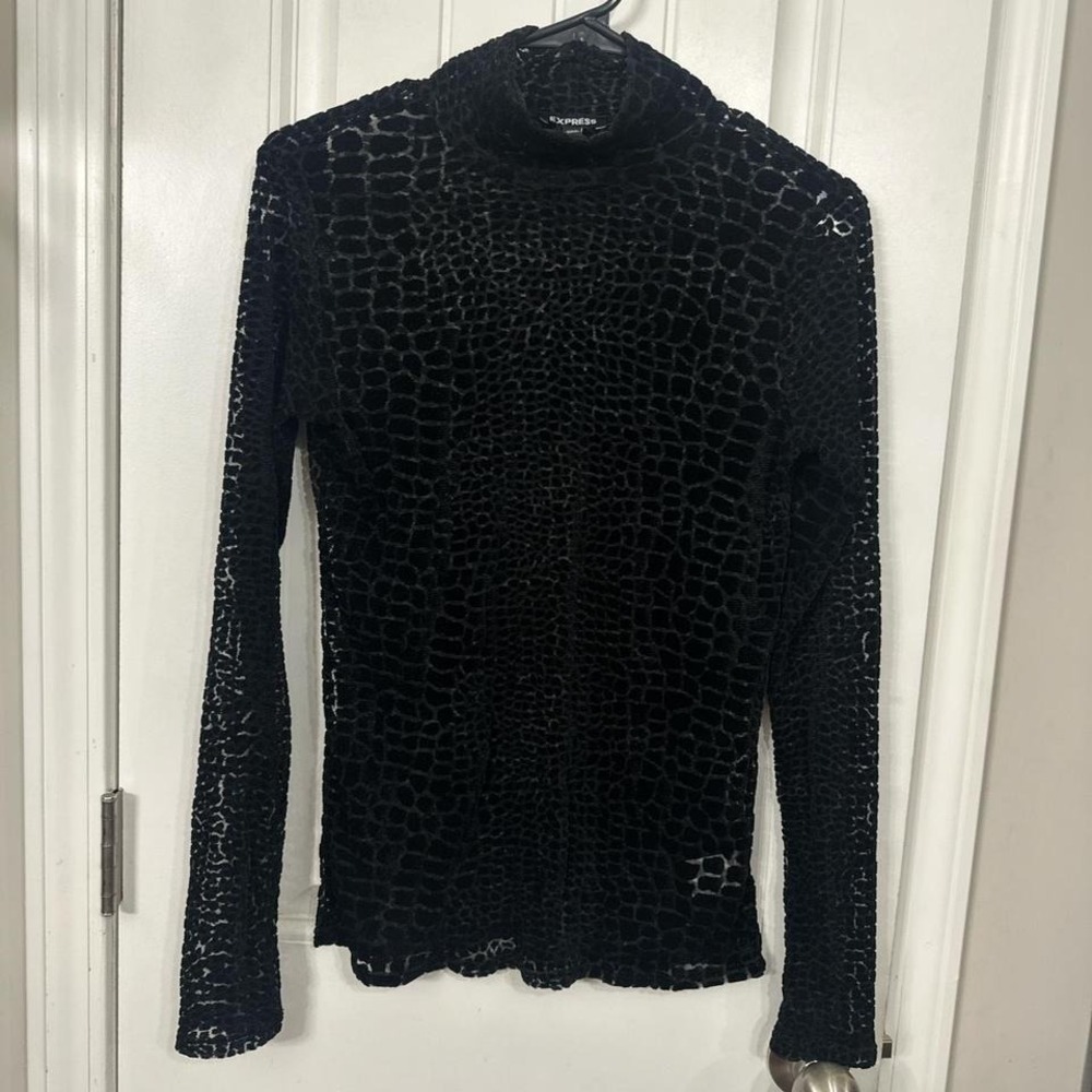 Express giraffe animal print witchy romantic goth black mesh semi sheer long s.M